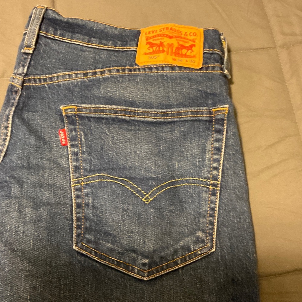 Levi's Men's Straight Jeans in Blue with Yellow Stitching